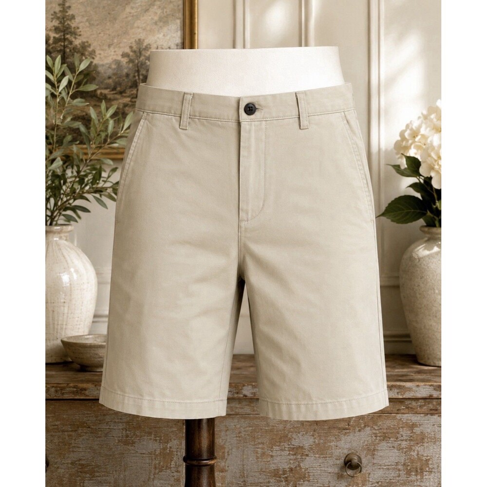 Amazon Essentials Men’s Khaki Chino Shorts 28W 100% Cotton Casual Flat Front